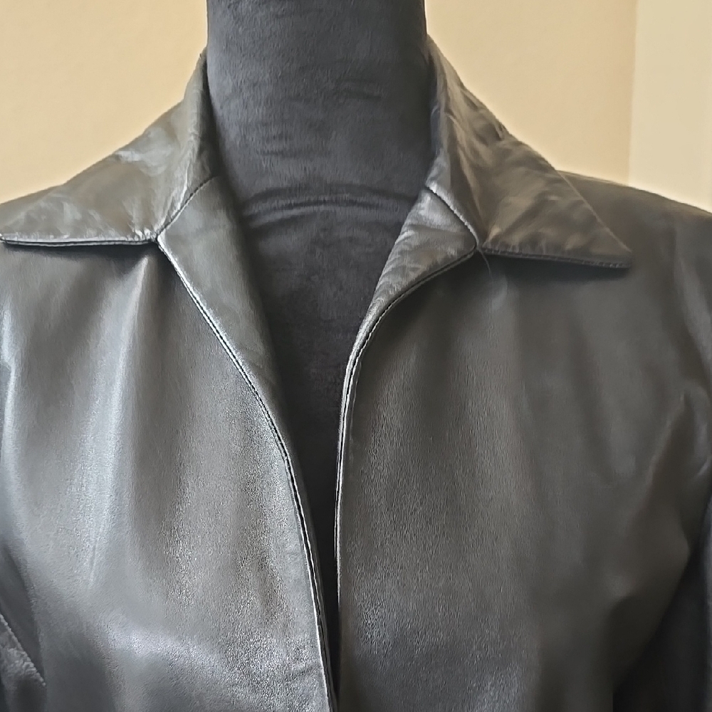 Kenneth Cole Black Trench Coat Timeless Elegance - Picture 16 of 16
